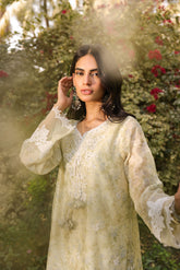 DA-2136 LEMON 2PCS EMBROIDERED KURTA WITH TROUSER