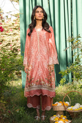 DA-2130 RUST 2PCS EMBROIDERED KURTA WITH TROUSER