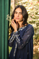 DA-2127 NAVY BLUE 2PCS EMBROIDERED KURTA WITH TROUSER