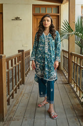 DC-2176 NAVY BLUE LAWN 2PCS PRINTED KURTA WITH TROUSER