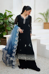 DA-2196 BLACK 2PCS EMBROIDERED KURTA WITH TROUSER