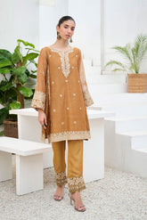 DA-2204 MUSTARD 2PCS EMBROIDERED KURTA WITH TROUSER