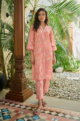 DC-2225 PINK LAWN 2PCS PRINTED KURTA WITH TROUSER
