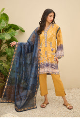 DU-3148 - MUSTARD - PRINTED LAWN - 3PCS