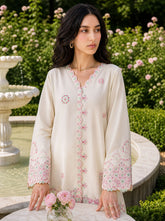 SS26DC-2625 OFF WHITE 2PCS EMBROIDERED KURTA WITH TROUSER