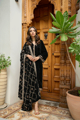 DA-1869 BLACK EMBROIDERED KURTA