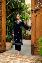 DA-1863 NAVY BLUE EMBROIDERED KURTA