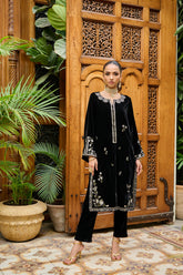 DA-1865 BLACK EMBROIDERED KURTA