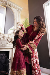 SS24DA-2431 MAROON 2PCS EMBROIDERED KURTA WITH TROUSER