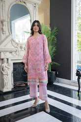 SS24DA-2433 PINK 2PCS EMBROIDERED KURTA WITH TROUSER