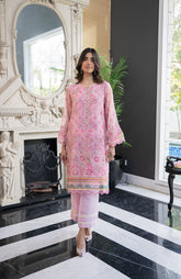 SS24DA-2433 PINK 2PCS EMBROIDERED KURTA WITH TROUSER