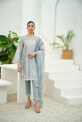 DA-2200 GREY 2PCS EMBROIDERED KURTA WITH TROUSER