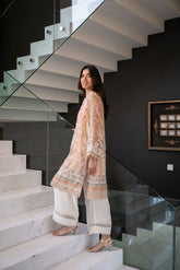 SS24DA-2434 PEACH 2PCS EMBROIDERED KURTA WITH TROUSER