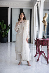 SS24DA-2432 OFF WHITE 2PCS EMBROIDERED KURTA WITH TROUSER