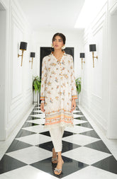 SS24DA-2440 BEIGE 2PCS HAND EMBELLISHED SHIRT WITH TROUSER