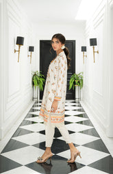 SS24DA-2440 BEIGE 2PCS HAND EMBELLISHED SHIRT WITH TROUSER