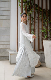SS24DA-2413 GREY 2PCS EMBROIDERED KURTA WITH TROUSER