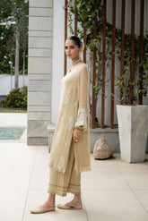 SS24DA-2412 BEIGE 2PCS EMBROIDERED KURTA WITH TROUSER