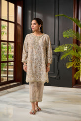 DC-2281 GREY 2PCS EMBROIDERED KURTA WITH TROUSER
