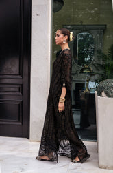 SS24DA-2414 BLACK EMBROIDERED KAFTAN