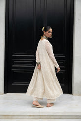 SS24DA-2417 OFF WHITE 2PCS EMBROIDERED KURTA WITH TROUSER