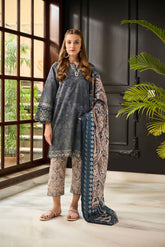 DC-2283 BLUE 2PCS EMBROIDERED KURTA WITH TROUSER