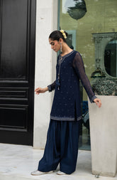 SS24DA-2416 NAVY BLUE 2PCS EMBROIDERED KURTA WITH SHALWAR