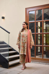 DC-2280 GREEN 2PCS EMBROIDERED KURTA WITH TROUSER