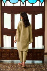 SS24DC-2324 LIGHT GREEN 2PCS EMBROIDERED KURTA WITH TROUSER