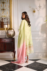 SS24DA-2378 LIGHT GREEN 2PCS EMBROIDERED KURTA WITH TROUSER