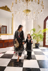 SS24DA-2377 BLACK 2PCS EMBROIDERED KURTA WITH TROUSER