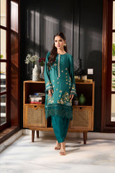 SS24DA-2384 DARK GREEN 2PCS EMBROIDERED KURTA WITH TROUSER