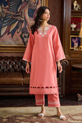 DC-2219 RUST 2PCS EMBROIDERED KURTA WITH TROUSER