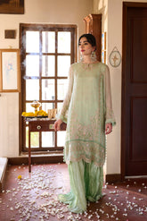SS24DA-2362 LIGHT GREEN 2PCS EMBROIDERED KURTA WITH TROUSER