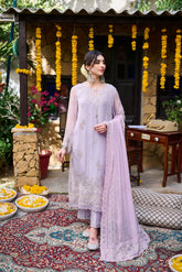 SS24DA-2371 PURPLE 2PCS EMBROIDERED KURTA WITH TROUSER