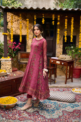 SS24DA-2363 MAROON 2PCS EMBROIDERED KURTA WITH TROUSER