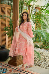 DC-2225 PINK LAWN 2PCS PRINTED KURTA WITH TROUSER
