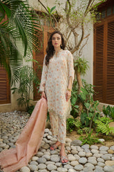 DC-2181 OFF WHITE LAWN 2PCS PRINTED KURTA WITH TROUSER
