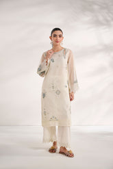 SS24DA-2462 OFF WHITE 2PCS EMBROIDERED KURTA WITH TROUSER