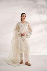 SS24DA-2462 OFF WHITE 2PCS EMBROIDERED KURTA WITH TROUSER