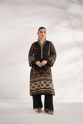 SS24DA-2469 BLACK 2PCS EMBROIDERED KURTA WITH TROUSER