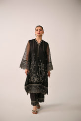 SS24DA-2483 BLACK 2PCS EMBROIDERED KURTA WITH TROUSER
