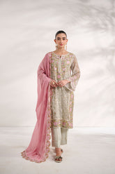 SS24DA-2588 GREEN 2PCS EMBROIDERED KURTA WITH TROUSER