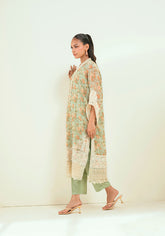 SS24DA-2590 GREEN 2PCS EMBROIDERED KURTA WITH TROUSER