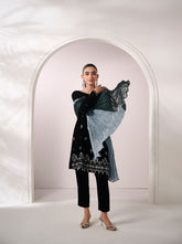 FW24DA-2605 BLACK 2PCS EMBROIDERED KURTA WITH DUPATTA