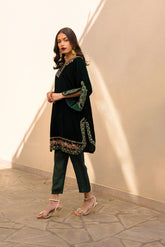 FW24DA-2609 DARK GREEN 2PCS EMBROIDERED KURTA WITH TROUSER