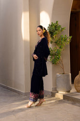 FW24DA-2612 NAVY BLUE 2PCS EMBROIDERED KURTA WITH TROUSER