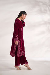FW24DA-2618 PLUM 2PCS EMBROIDERED KURTA WITH TROUSER