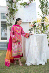 Silk Tunic - 2PCS HAND EMBELLISHED SHIRT WITH TROUSER-SS25DA-2691 DARK PINK