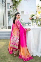 Silk Tunic - 2PCS HAND EMBELLISHED SHIRT WITH TROUSER-SS25DA-2691 DARK PINK